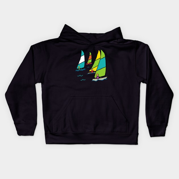 Sailing Dinghy Race Kids Hoodie by Mark Ewbie